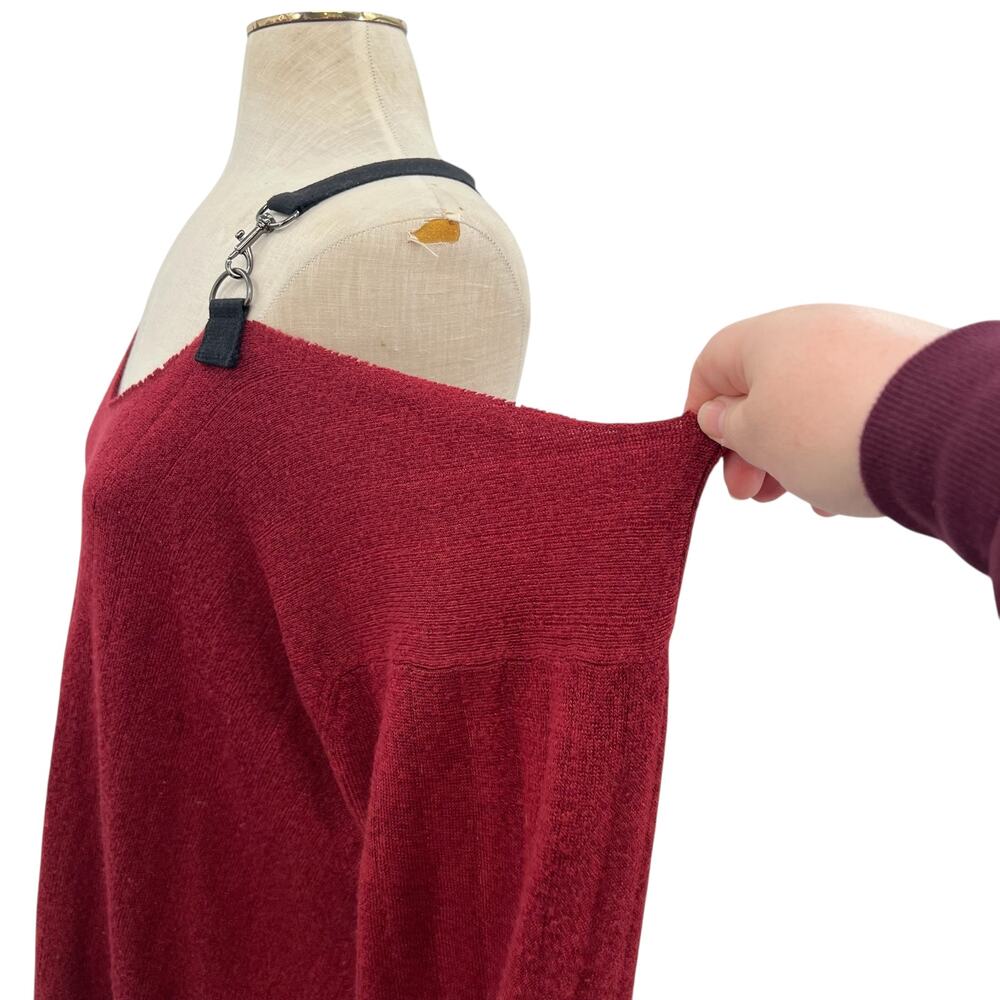 Furst of a Kind‎ Sweater Cold Shoulder Harness Buckle Red One Size - Picture 8 of 11
